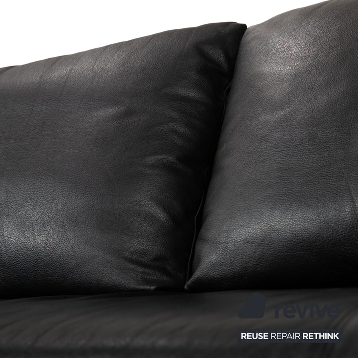 Rolf Benz 1600 Leder Sofa Schwarz Dreisitzer Couch manuelle Funktion