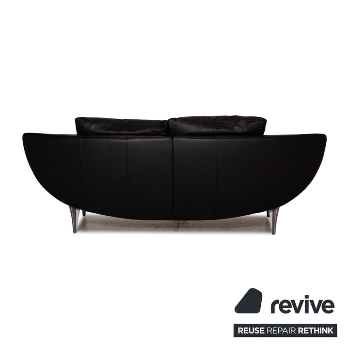 Rolf Benz 1600 leather sofa black three-seater couch function