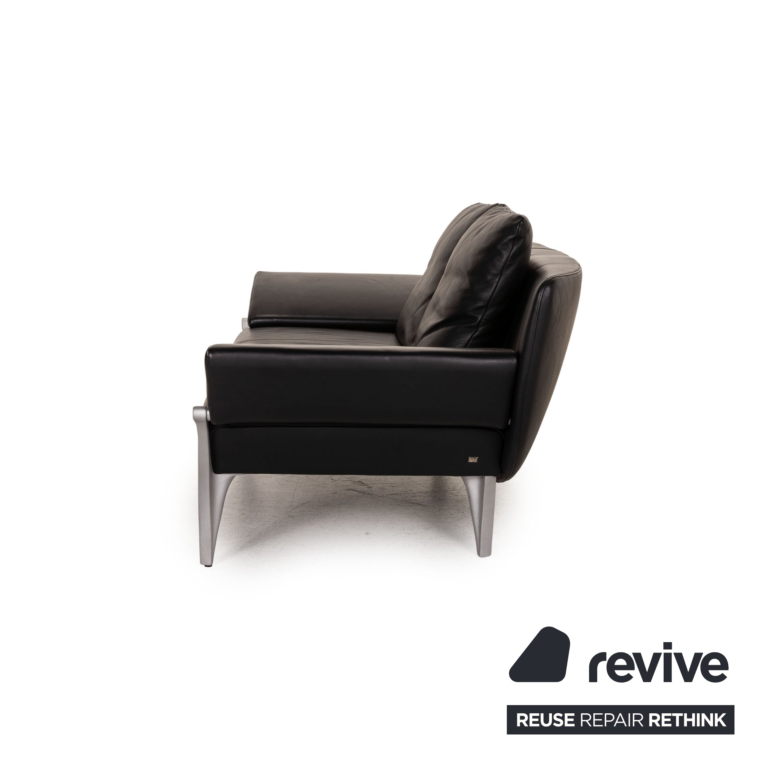 Rolf Benz 1600 Canapé en cuir noir Fonction canapé deux places