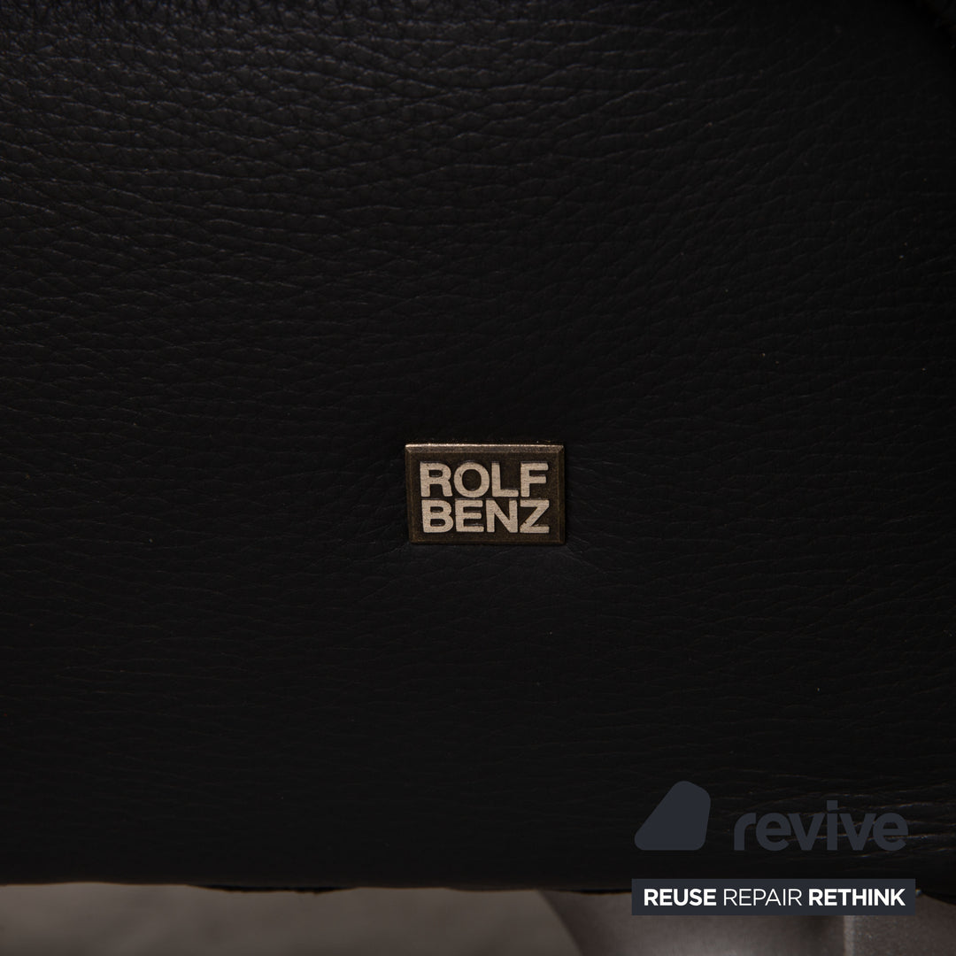 Rolf Benz 1600 leather sofa black three-seater couch function