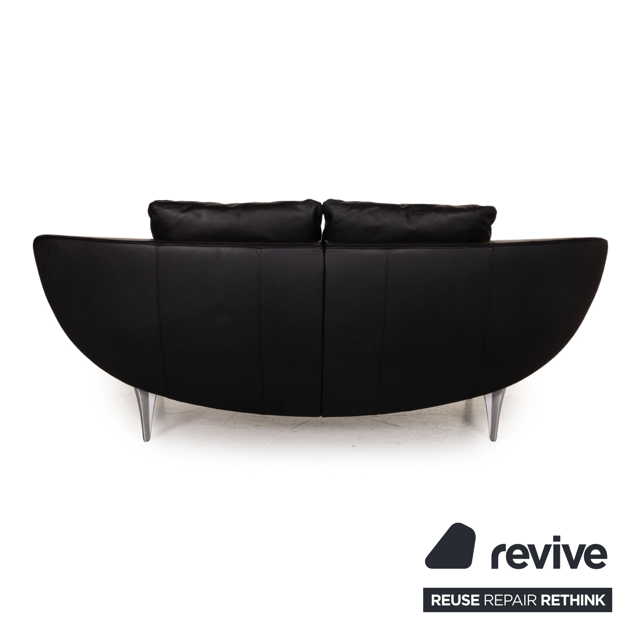 Rolf Benz 1600 Canapé en cuir noir Fonction canapé deux places