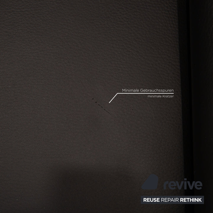 Rolf Benz 1600 leather sofa black three-seater couch function