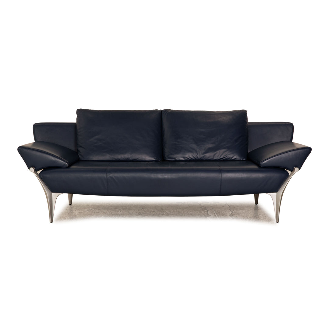 Rolf Benz 1600 Leather Three-Seater Blue Sofa Couch Manual Function