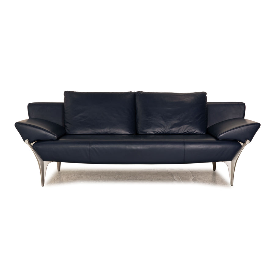 Rolf Benz 1600 Leather Three-Seater Blue Sofa Couch Manual Function