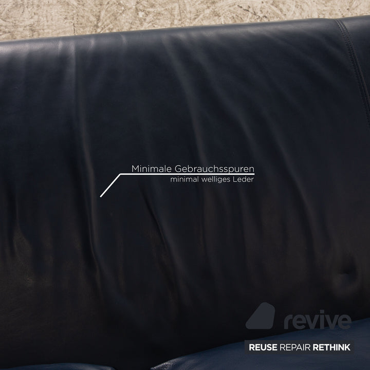 Rolf Benz 1600 Leather Three-Seater Blue Sofa Couch Manual Function