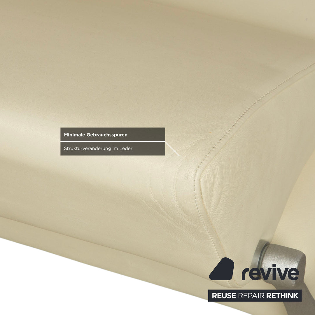 Rolf Benz 1600 Leather Two-Seater Cream White Sofa Couch Manual Function