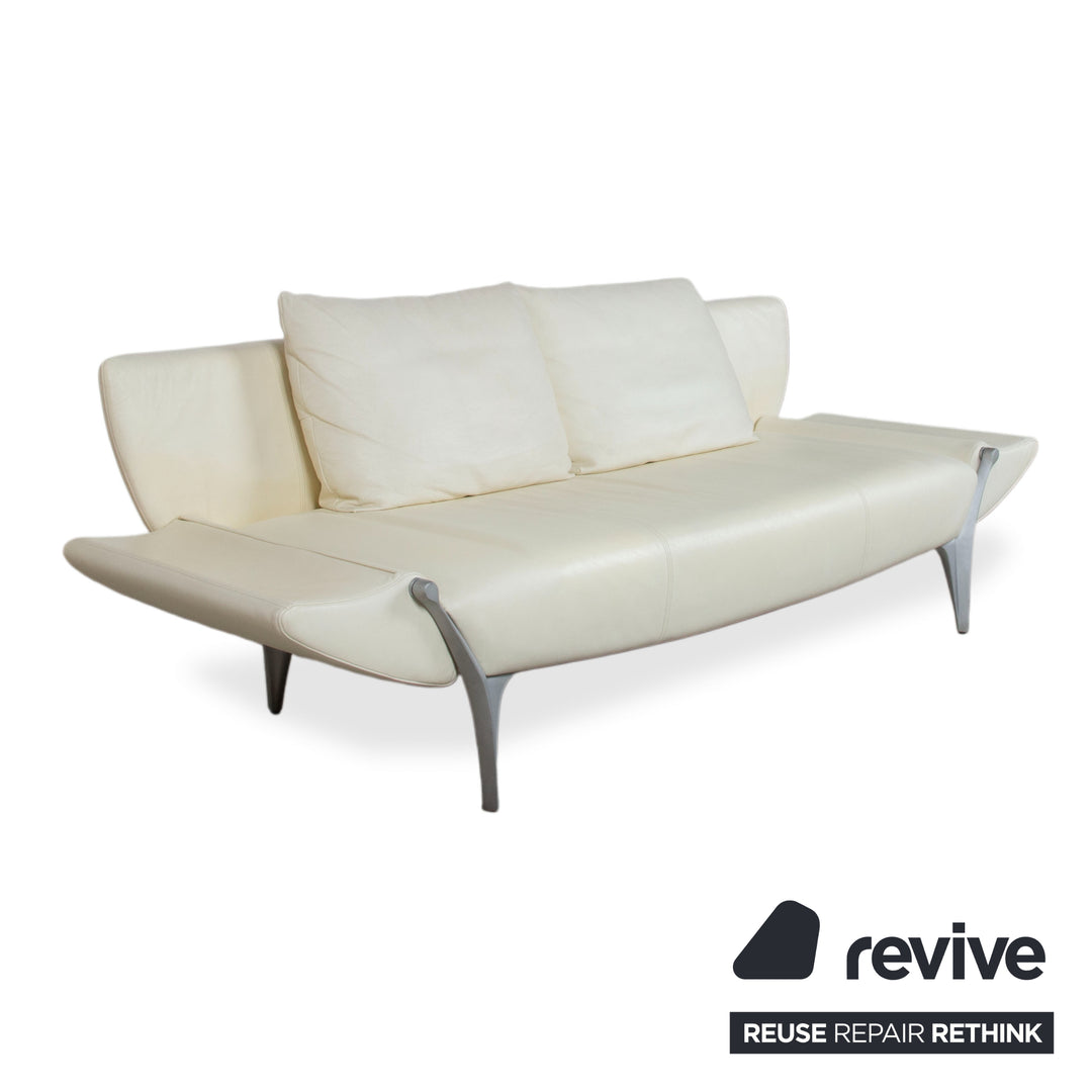Rolf Benz 1600 Leder Zweisitzer Creme Weiß amanuelle Funktion Sofa Couch