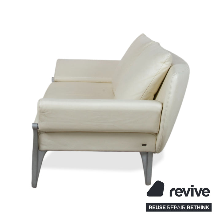 Rolf Benz 1600 Leder Zweisitzer Creme Weiß amanuelle Funktion Sofa Couch