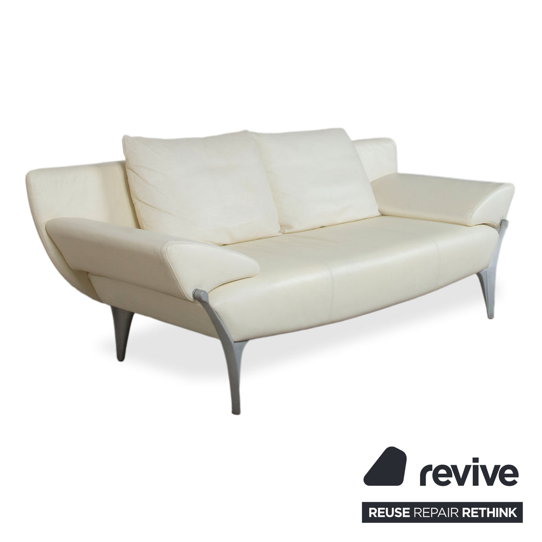 Rolf Benz 1600 Leder Zweisitzer Creme Weiß amanuelle Funktion Sofa Couch