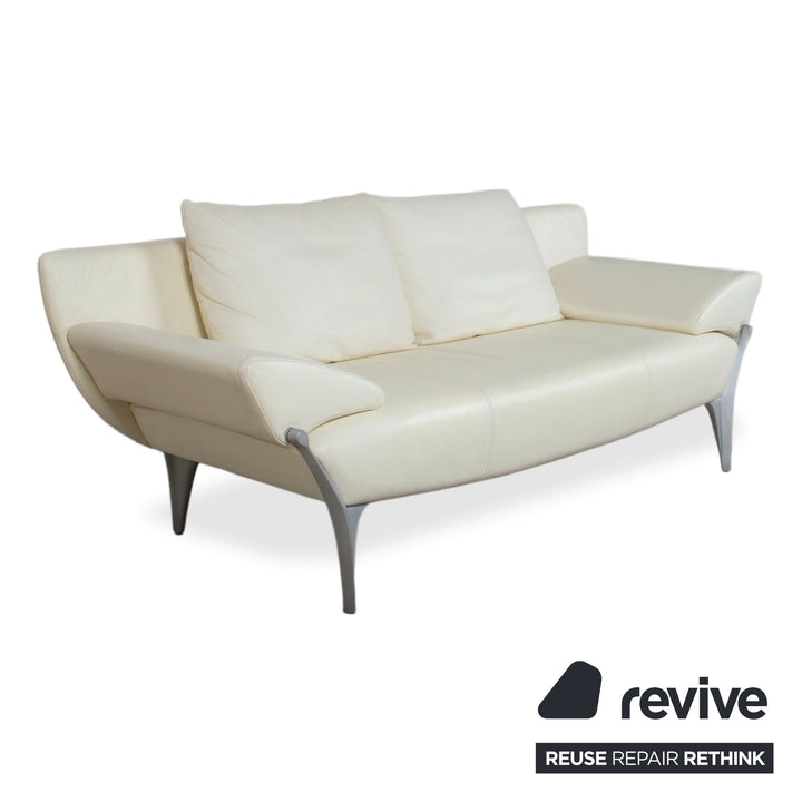 Rolf Benz 1600 Leder Zweisitzer Creme Weiß amanuelle Funktion Sofa Couch