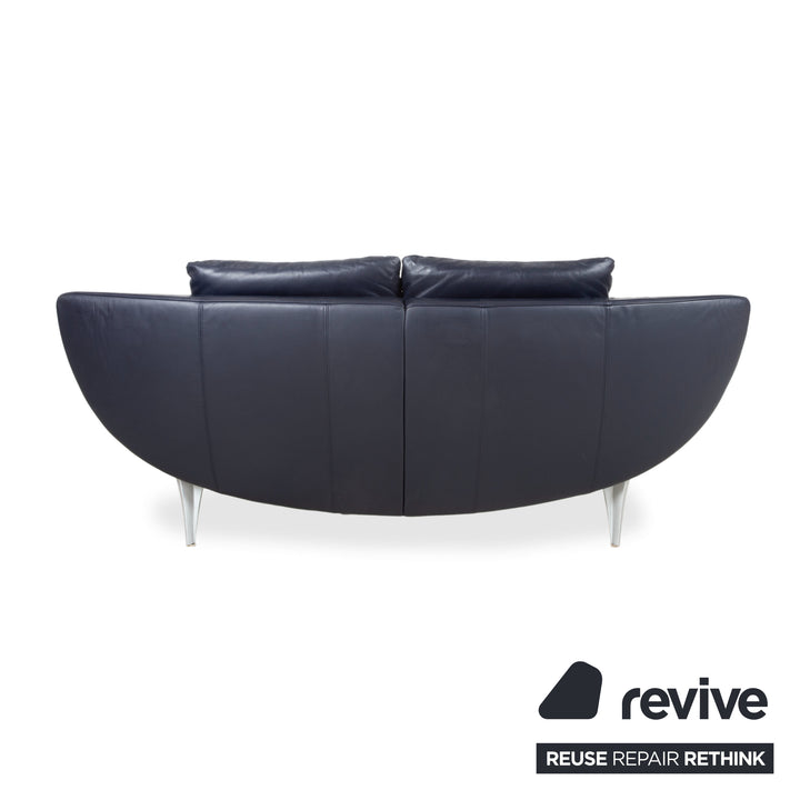 Rolf Benz 1600 Leder Zweisitzer Dunkelblau Sofa Couch manuelle Funktion