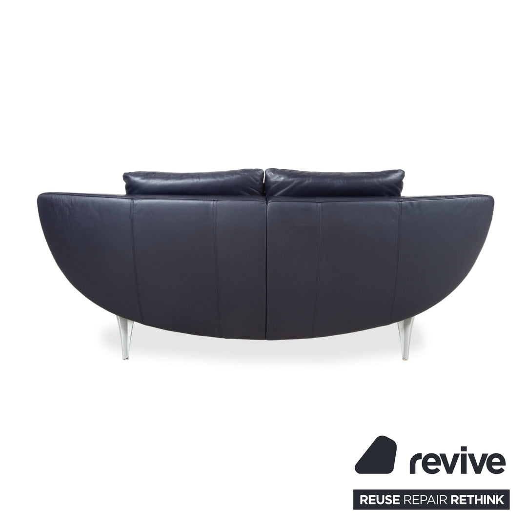 Rolf Benz 1600 Leder Zweisitzer Dunkelblau Sofa Couch manuelle Funktion