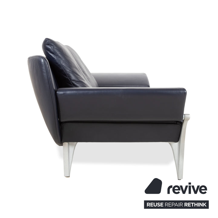 Rolf Benz 1600 Leder Zweisitzer Dunkelblau Sofa Couch manuelle Funktion