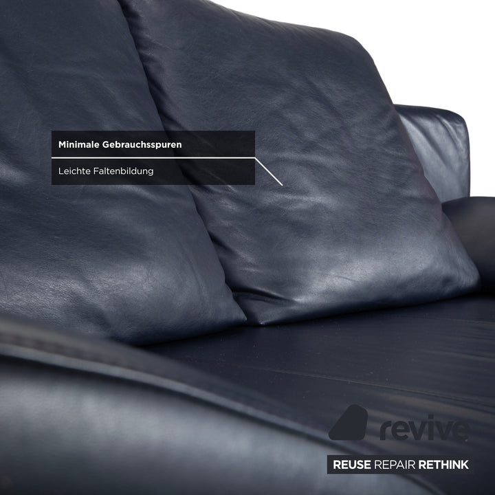 Rolf Benz 1600 Leder Zweisitzer Dunkelblau Sofa Couch manuelle Funktion