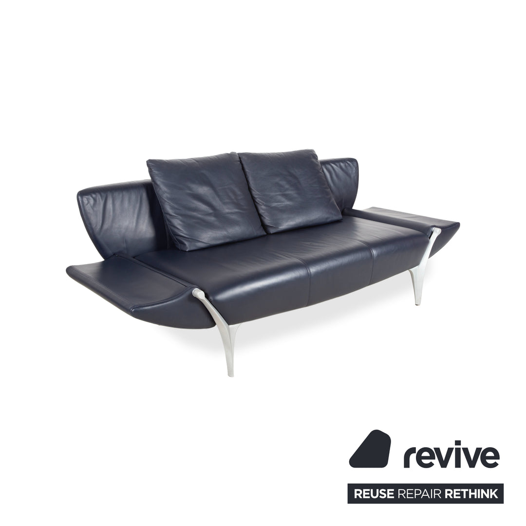 Rolf Benz 1600 Leder Zweisitzer Dunkelblau Sofa Couch manuelle Funktion