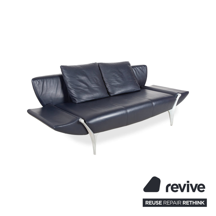 Rolf Benz 1600 Leder Zweisitzer Dunkelblau Sofa Couch manuelle Funktion