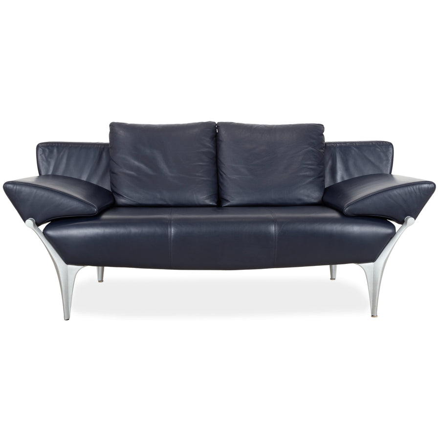 Rolf Benz 1600 Leder Zweisitzer Dunkelblau Sofa Couch manuelle Funktion