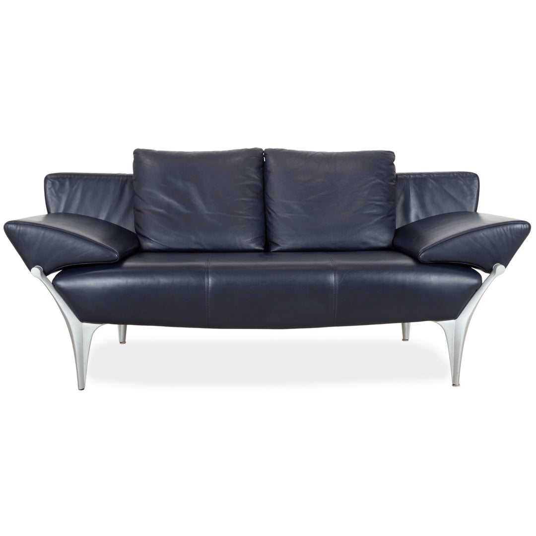 Rolf Benz 1600 Leder Zweisitzer Dunkelblau Sofa Couch manuelle Funktion