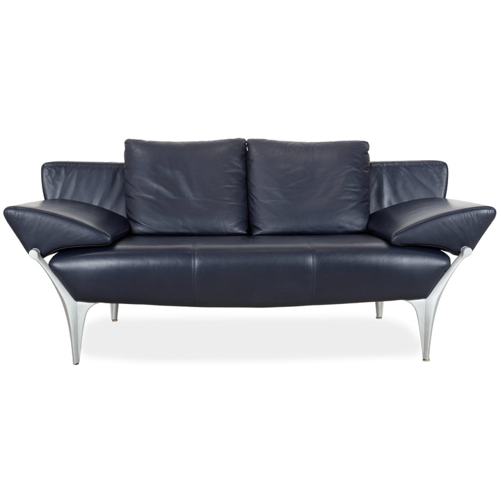 Rolf Benz 1600 Leder Zweisitzer Dunkelblau Sofa Couch manuelle Funktion