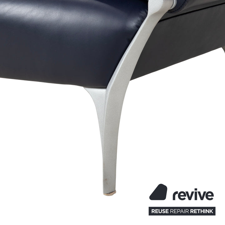 Rolf Benz 1600 Leder Zweisitzer Dunkelblau Sofa Couch manuelle Funktion