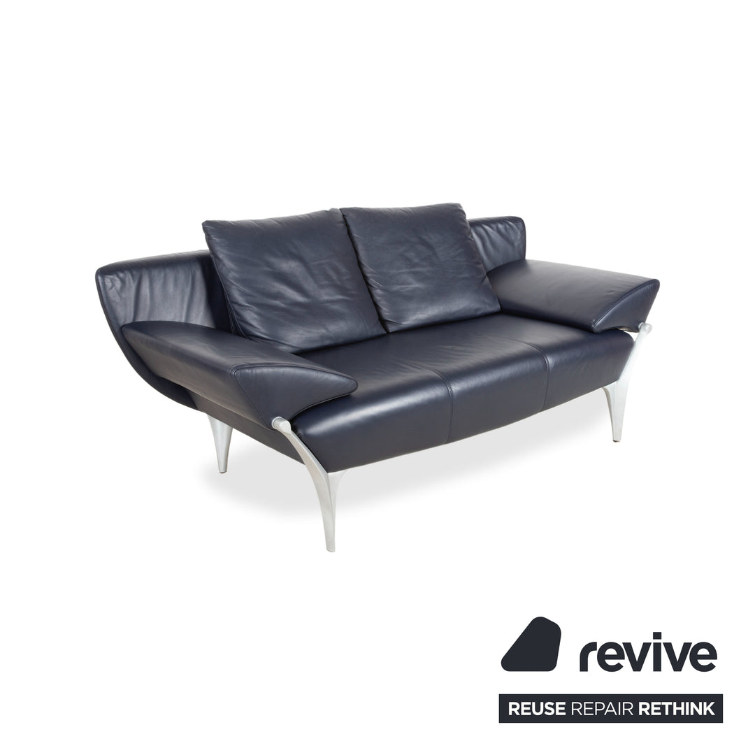 Rolf Benz 1600 Leder Zweisitzer Dunkelblau Sofa Couch manuelle Funktion