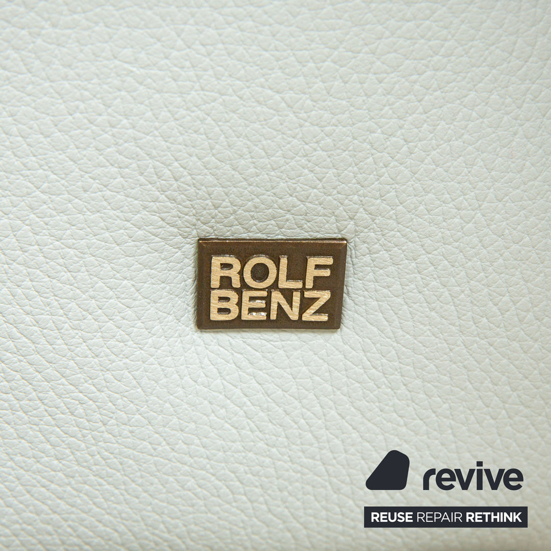 Rolf Benz 1600 Leather Two-Seater Ice Blue Blue Grey Aqua Manual Function Sofa Couch