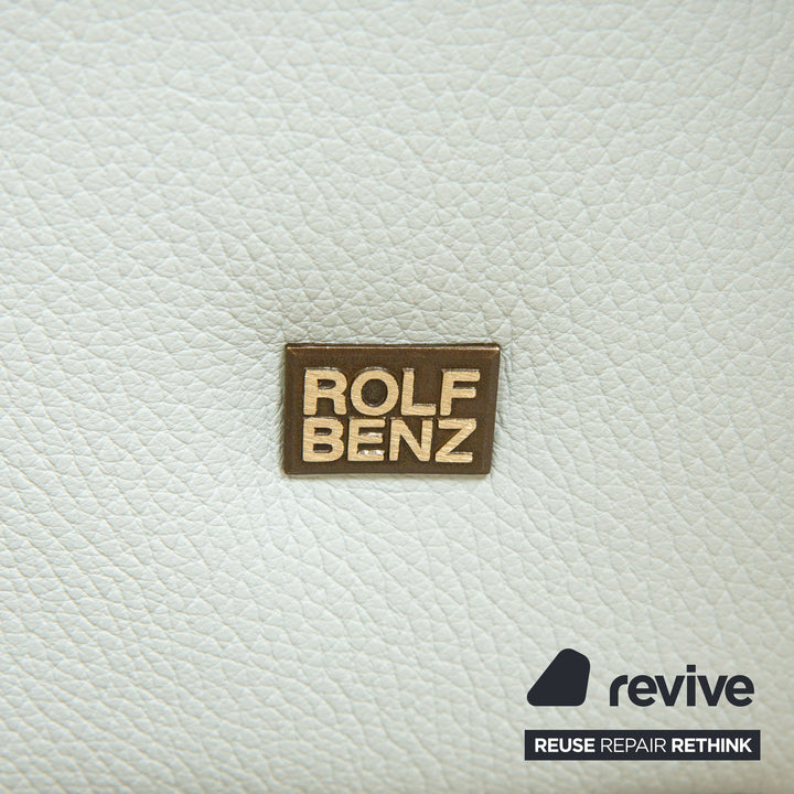 Rolf Benz 1600 Leather Two-Seater Ice Blue Blue Grey Aqua Manual Function Sofa Couch