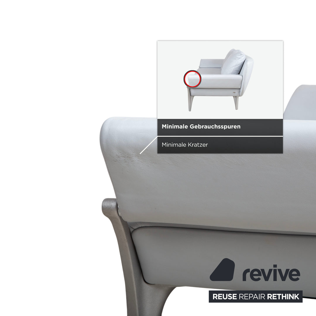 Rolf Benz 1600 Leder Zweisitzer Eisblau Blau Grau manuelle Funktion Sofa Couch