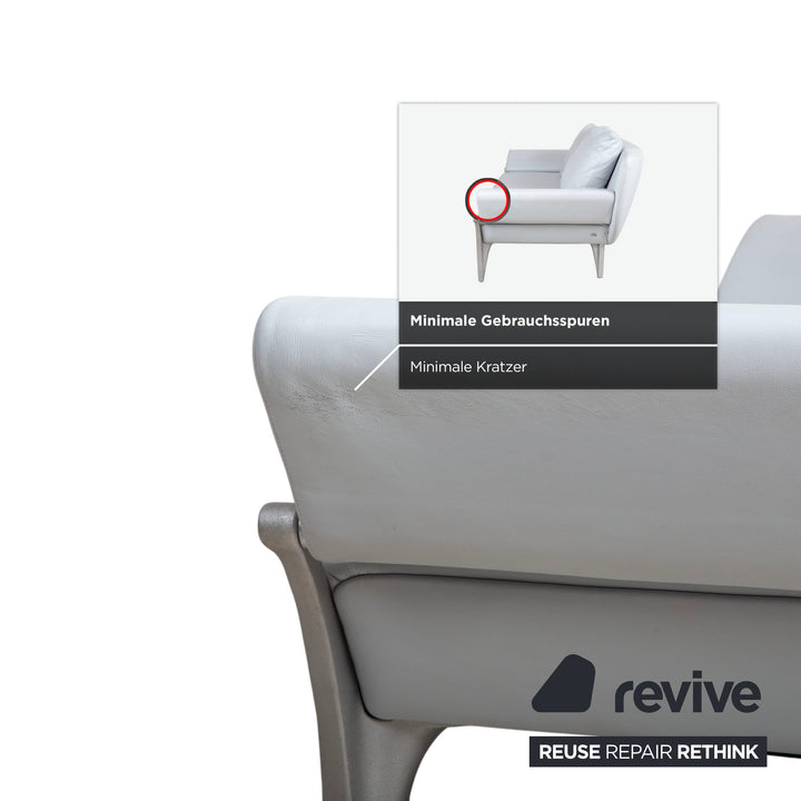 Rolf Benz 1600 Leder Zweisitzer Eisblau Blau Grau manuelle Funktion Sofa Couch