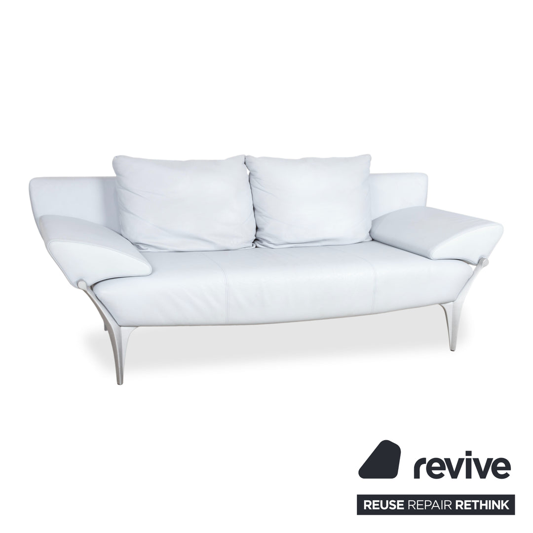 Rolf Benz 1600 Leder Zweisitzer Eisblau Blau Grau manuelle Funktion Sofa Couch