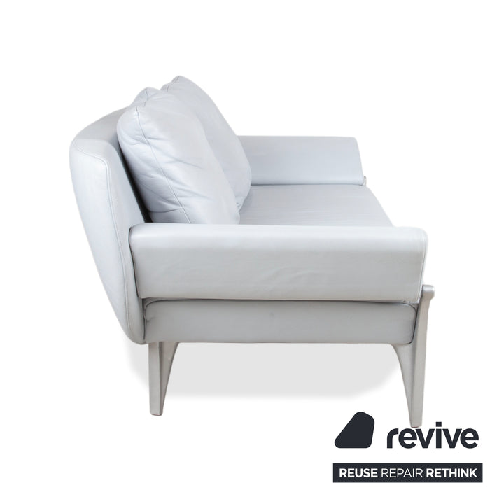 Rolf Benz 1600 Leder Zweisitzer Eisblau Blau Grau manuelle Funktion Sofa Couch
