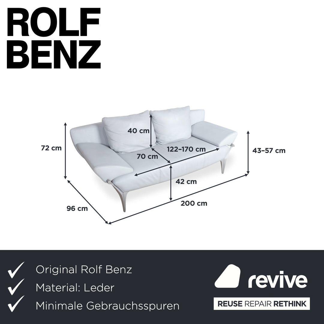 Rolf Benz 1600 Leder Zweisitzer Eisblau Blau Grau manuelle Funktion Sofa Couch