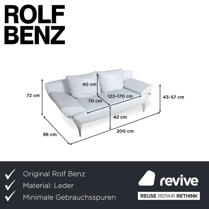 Rolf Benz 1600 Leder Zweisitzer Eisblau Blau Grau manuelle Funktion Sofa Couch