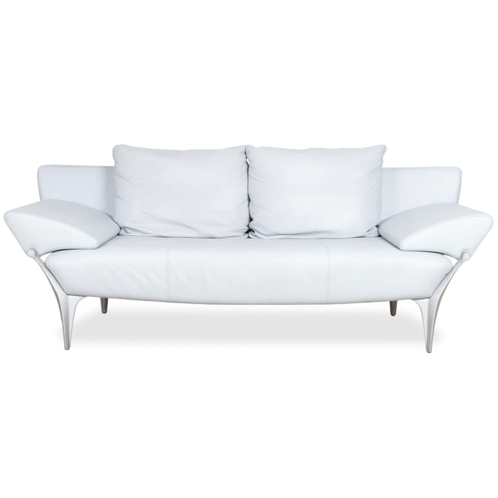 Rolf Benz 1600 Leder Zweisitzer Eisblau Blau Grau manuelle Funktion Sofa Couch