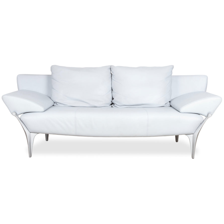 Rolf Benz 1600 Leder Zweisitzer Eisblau Blau Grau manuelle Funktion Sofa Couch