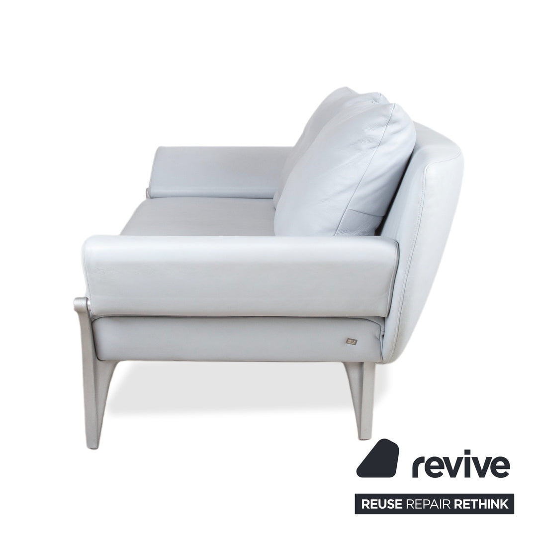 Rolf Benz 1600 Leder Zweisitzer Eisblau Blau Grau manuelle Funktion Sofa Couch