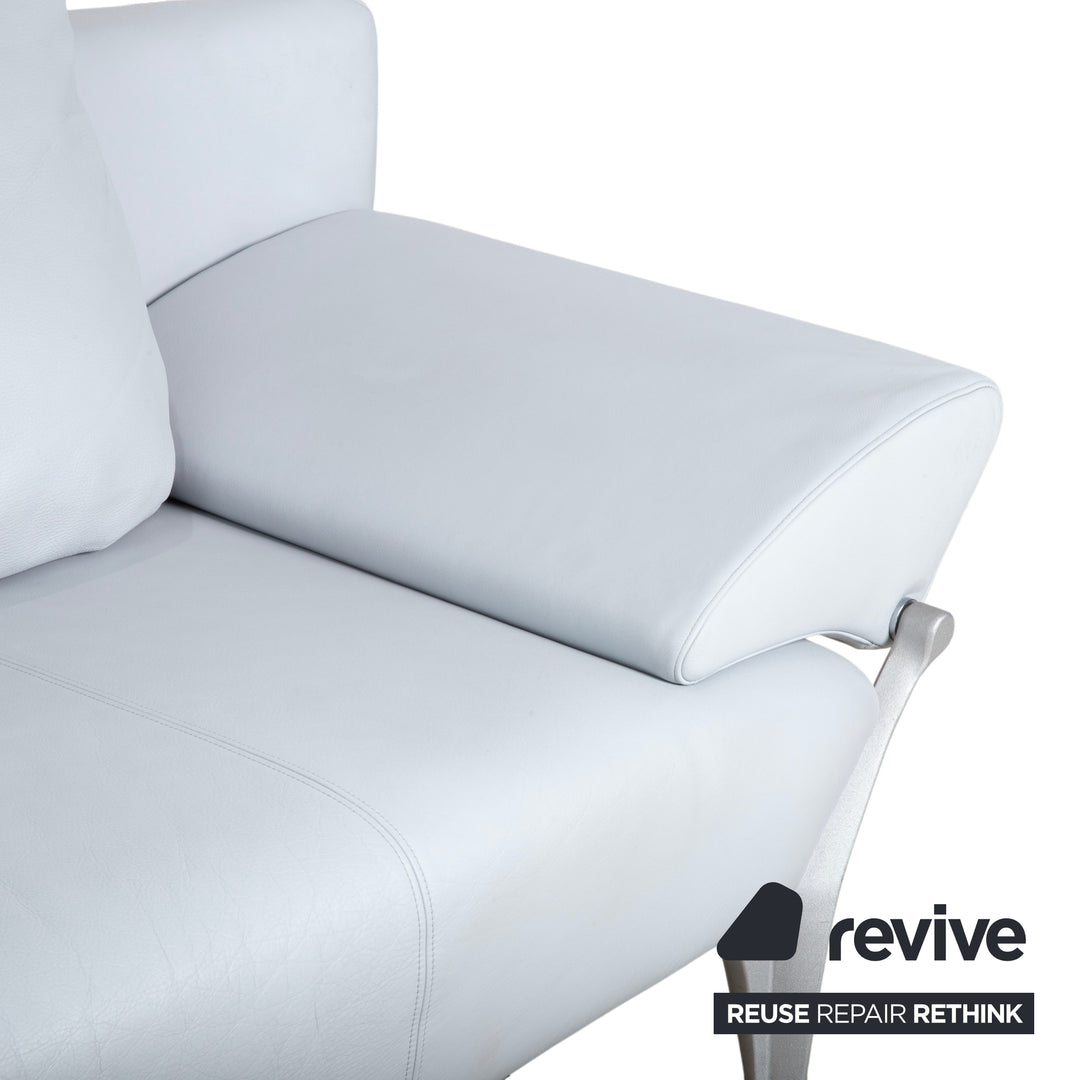 Rolf Benz 1600 Leder Zweisitzer Eisblau Blau Grau manuelle Funktion Sofa Couch