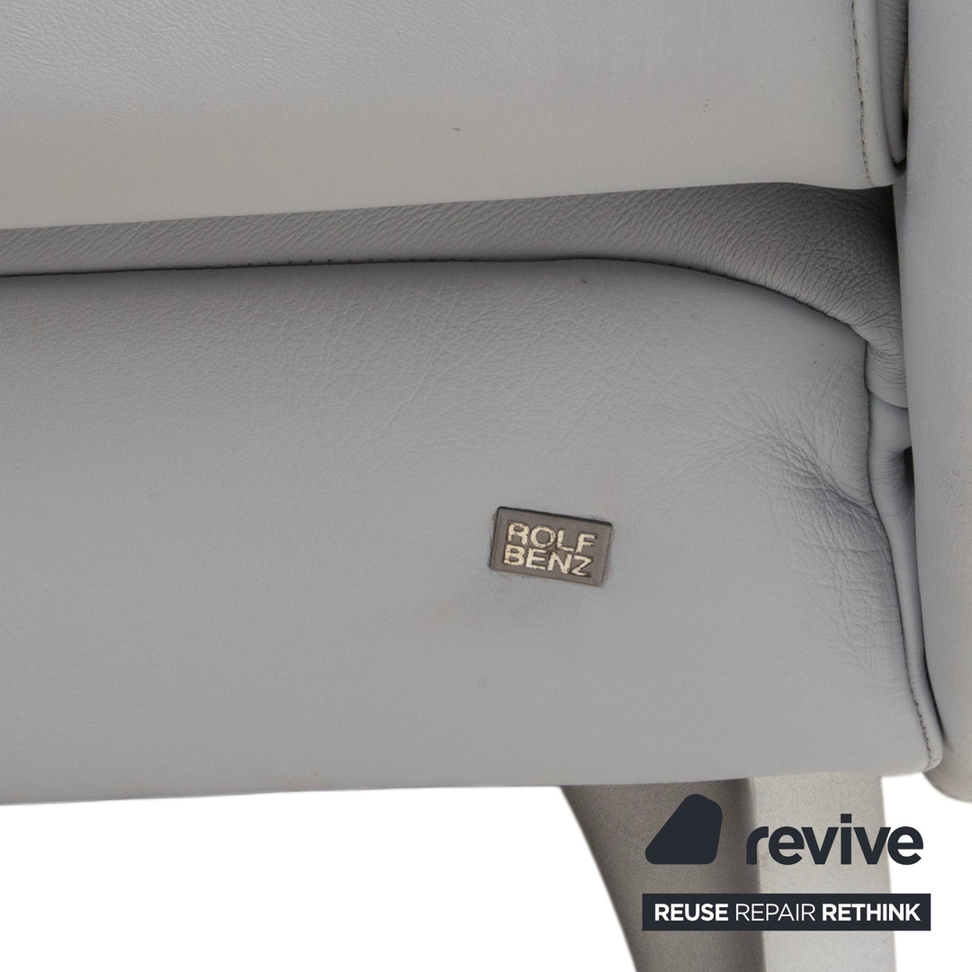 Rolf Benz 1600 Leder Zweisitzer Eisblau Blau Grau manuelle Funktion Sofa Couch