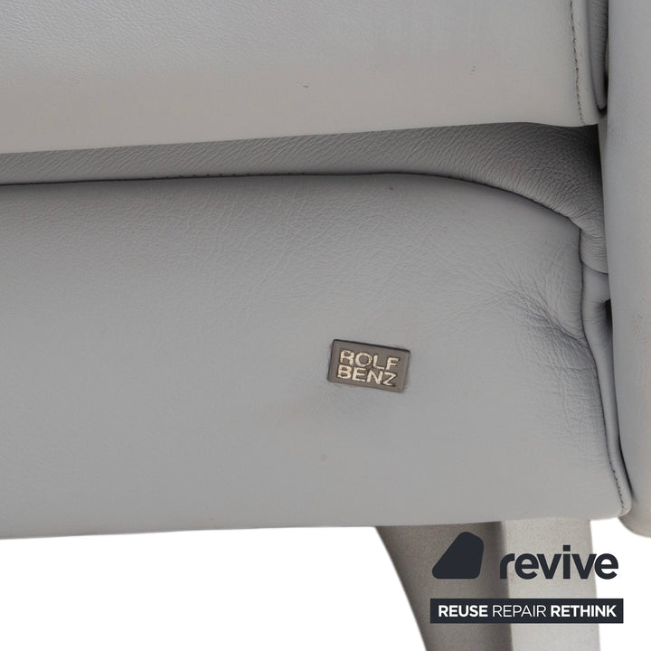Rolf Benz 1600 Leder Zweisitzer Eisblau Blau Grau manuelle Funktion Sofa Couch