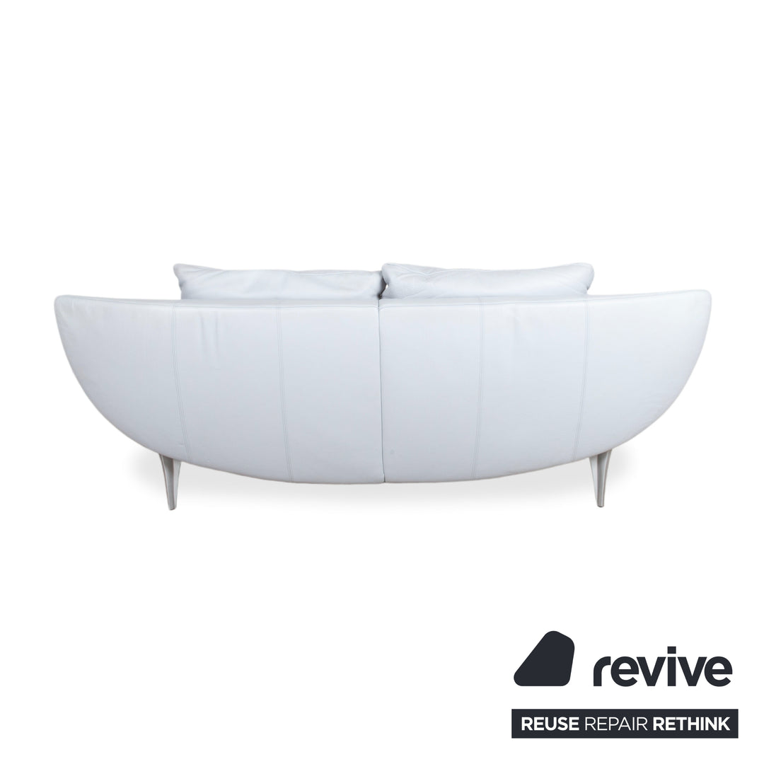 Rolf Benz 1600 Leder Zweisitzer Eisblau Blau Grau manuelle Funktion Sofa Couch