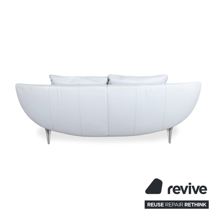 Rolf Benz 1600 Leder Zweisitzer Eisblau Blau Grau manuelle Funktion Sofa Couch