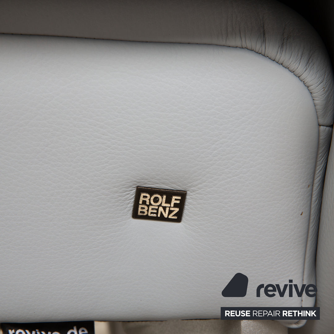 Rolf Benz 1600 leather two-seater ice blue manual function sofa couch