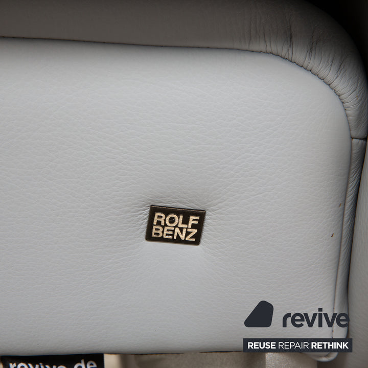 Rolf Benz 1600 leather two-seater ice blue manual function sofa couch