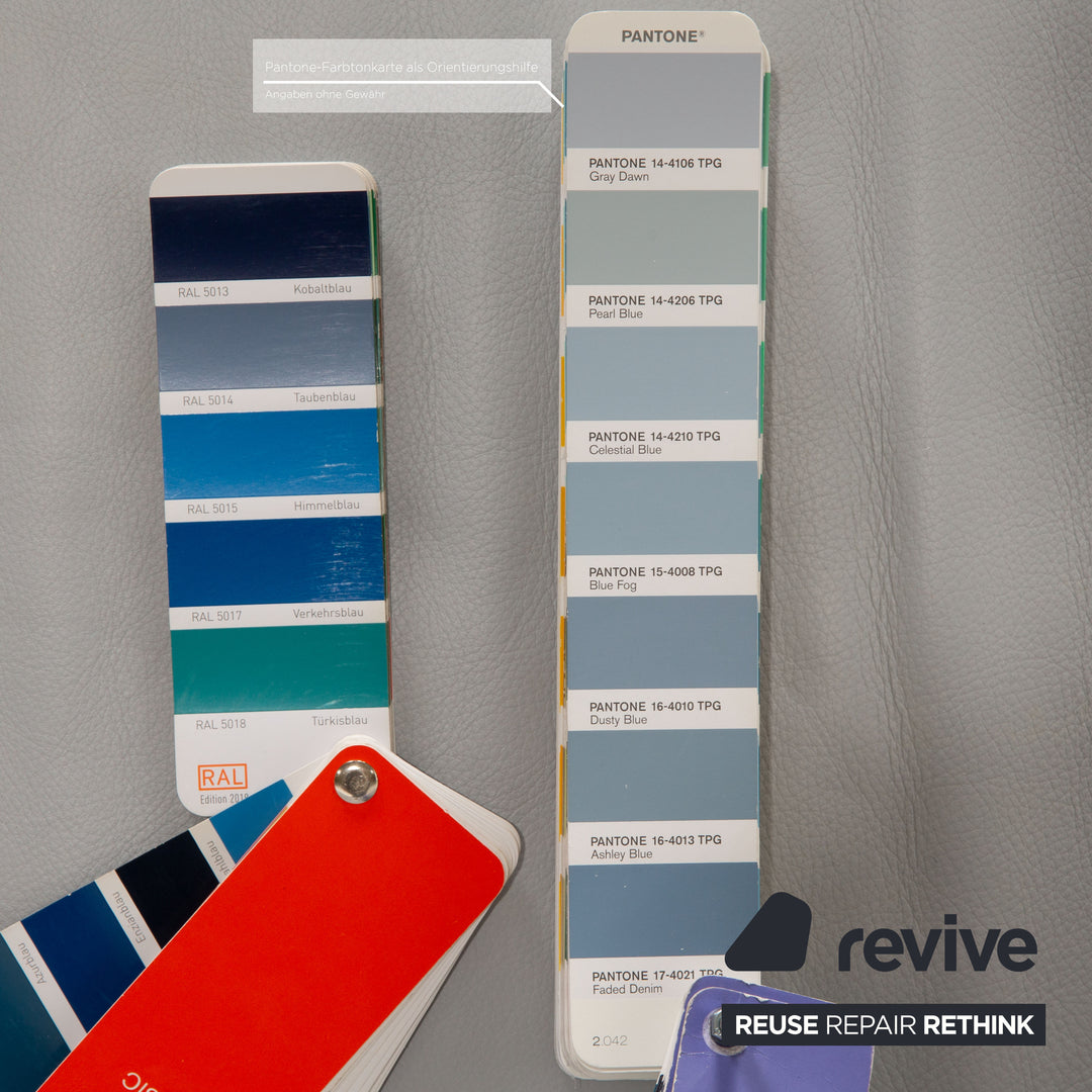 Rolf Benz 1600 leather two-seater ice blue manual function sofa couch