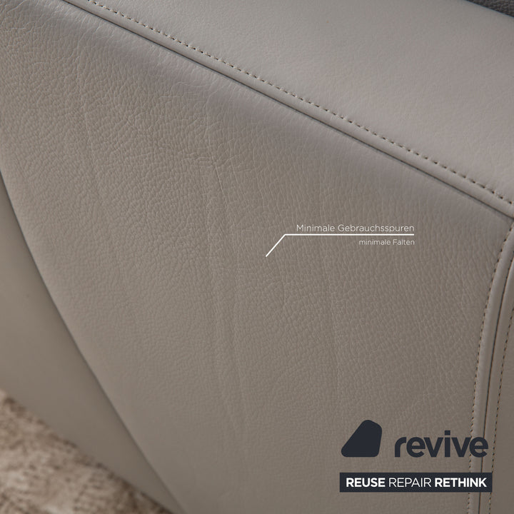 Rolf Benz 1600 Leder Dreisitzer Grau Sofa Couch