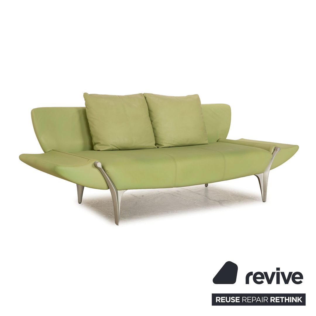 Rolf Benz 1600 Leder Zweisitzer Grün Pistazie manuelle Funktion Sofa Couch
