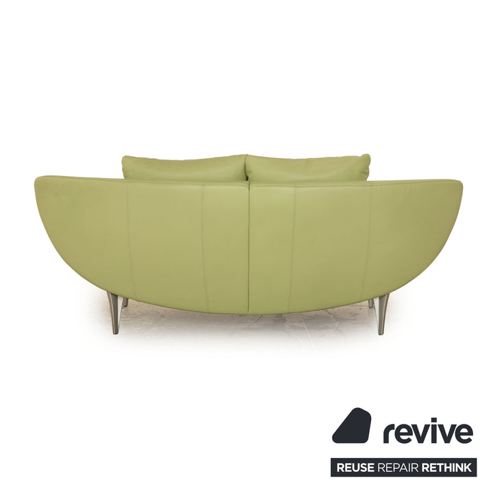 Rolf Benz 1600 Leather Two Seater Green Pistachio Manual Function Sofa Couch
