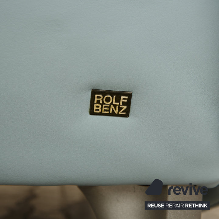 Rolf Benz 1600 Leather Two Seater Light Blue Blue Manual Function Sofa Couch
