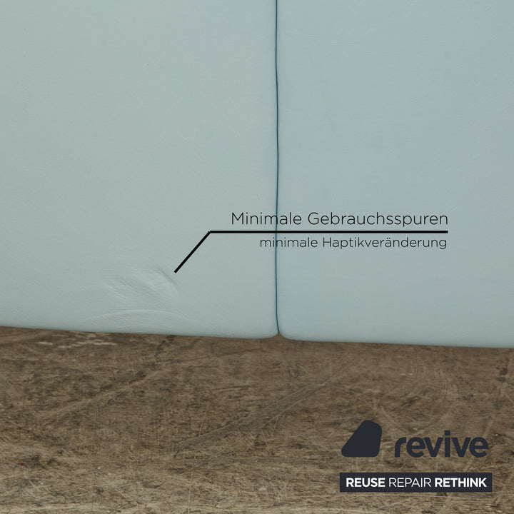 Rolf Benz 1600 Leather Two Seater Light Blue Blue Manual Function Sofa Couch