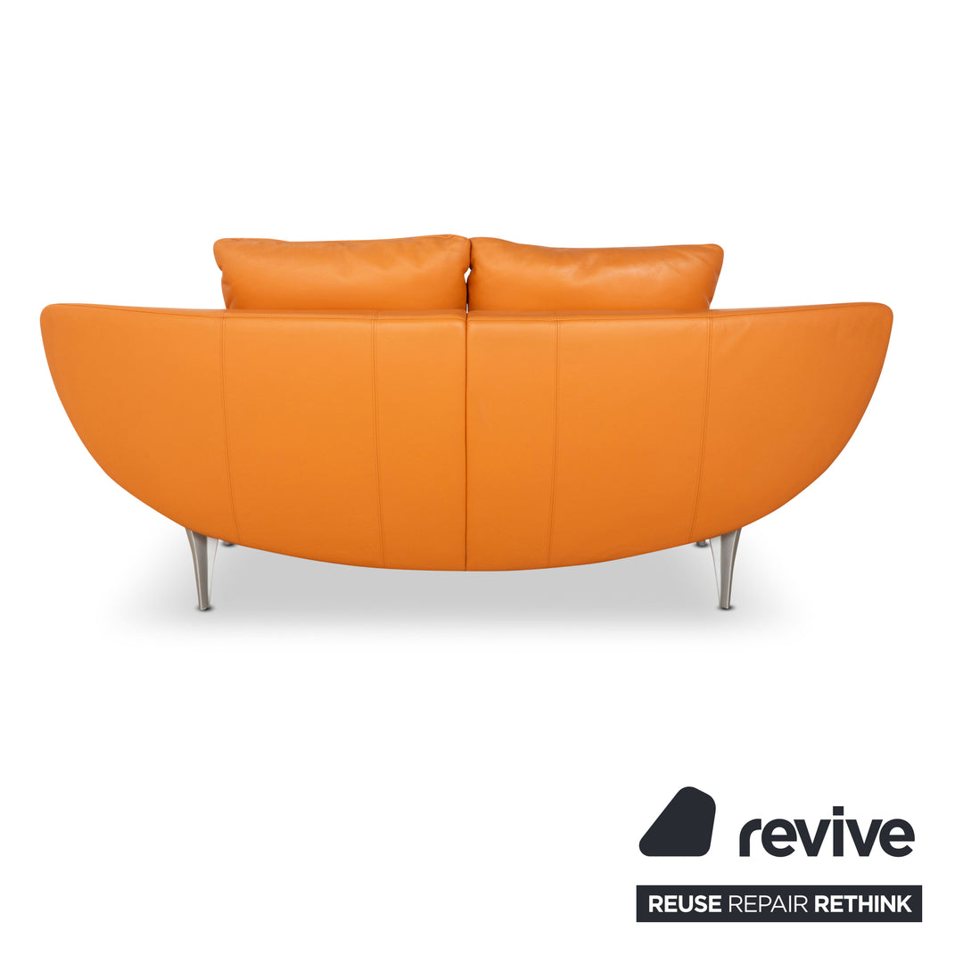 Rolf Benz 1600 Leather Two Seater Orange Manual Function Sofa Couch